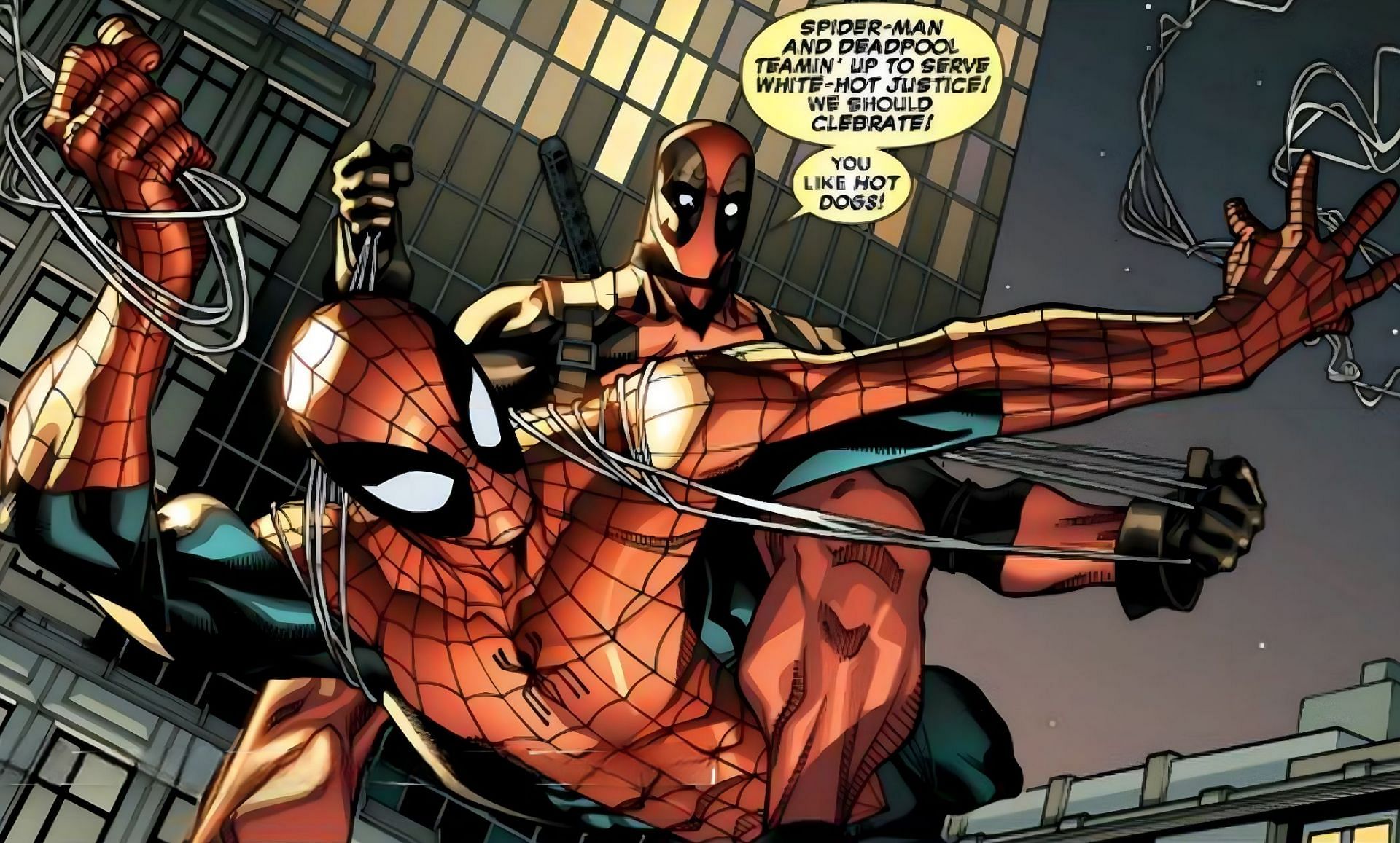 During the battle, Spiderman tries to reason with Deadpool, but he refuses to listen. (Image via Marvel)